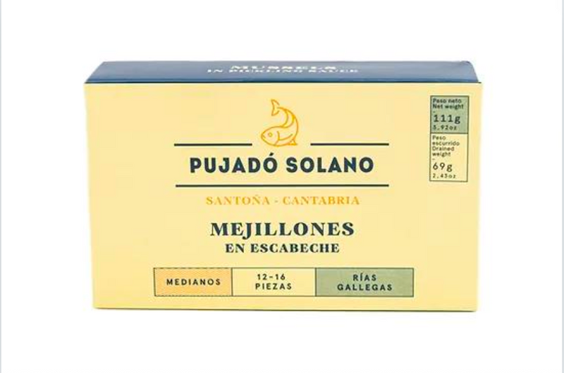 Pujado Solano Mussels from Galician estuaries (medium size) in Escabeche